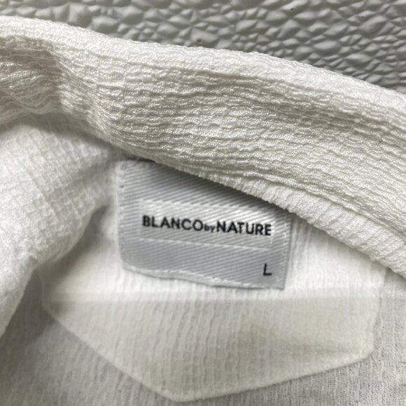 Blanco By Nature Men’s Textured Cotton Button Shirt Size L White - Picture 2 of 14